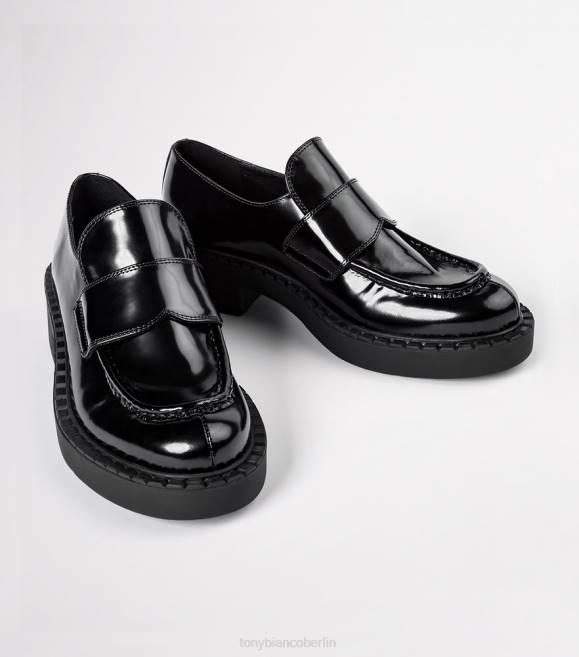 Slipper| de Tony Bianco Frauen Corvette-Freizeitschuhe Schwarz hochglänzend 4624591
